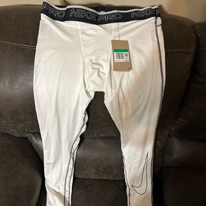 Nike Pro Men Compression Tights Pants Leggings Football Basketball NWT White XL